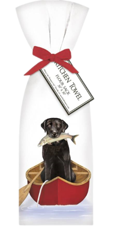 Black Lab Gone Fishing Kitchen Towel