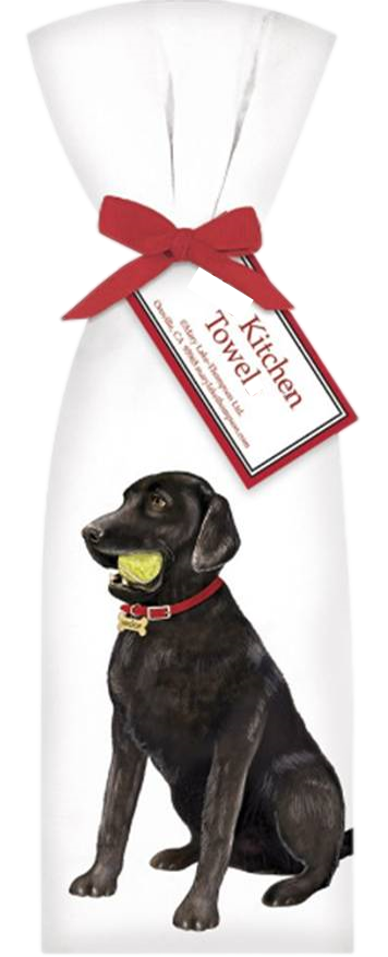 Black Lab Play Ball Kitchen Towel