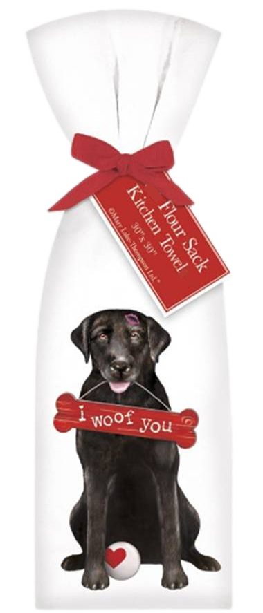 Black Lab I Woof You Kitchen Towel