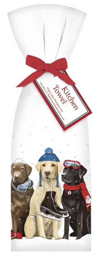 Wintertime Labrador Fun Kitchen Towel